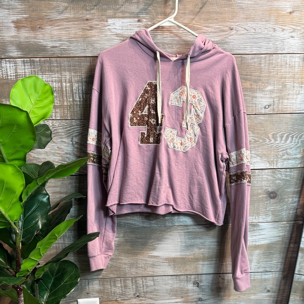 Altar'd State Lilac Hoodie with Floral Accents